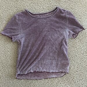 American Eagle Waffle-Knit baby tee in Dusty Mauve